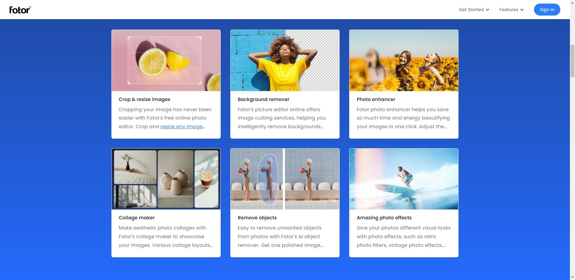 fotor features page