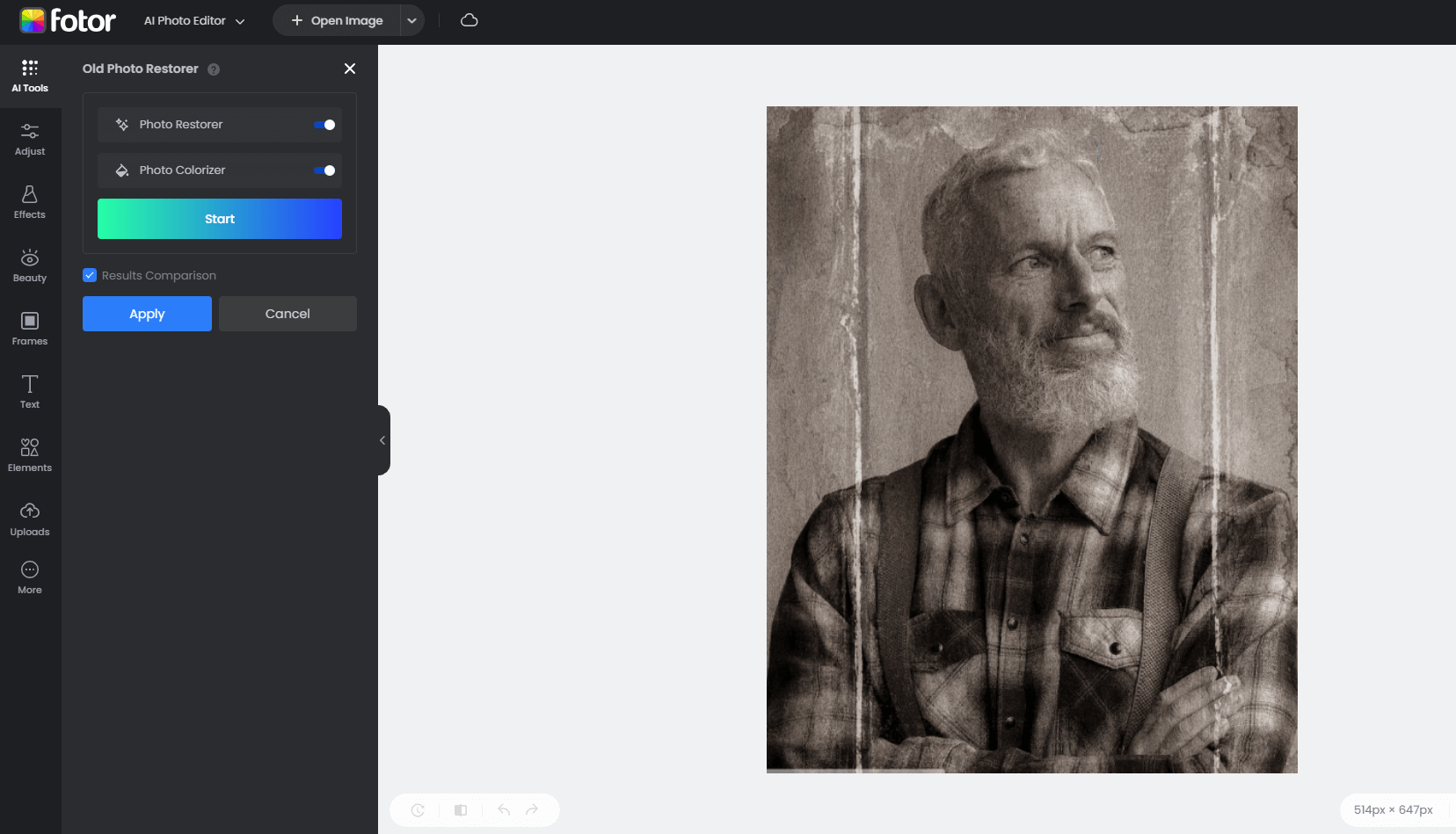 use fotor to restore old photos